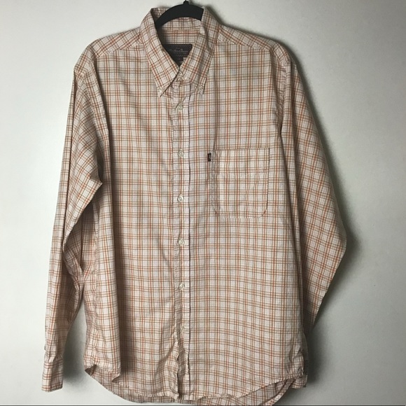 Marlboro Classics orange/yellow plaid long sleeve button down shirt. Large - Picture 2 of 4
